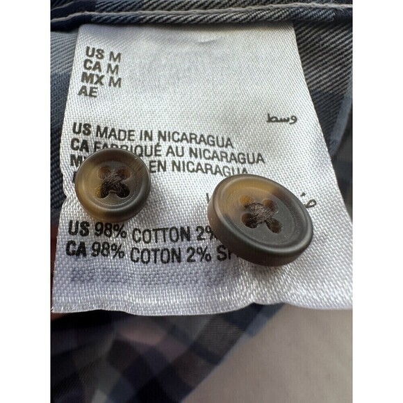 CLUB ROOM Mens Plaid Button-Down Shirt Slim-Fit Stretch Navy Combo Blue Size M - Picture 5 of 5